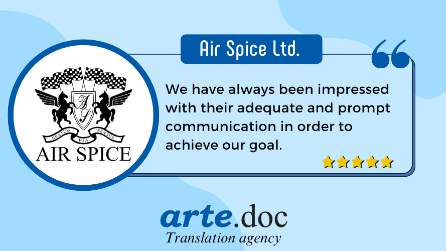 Air Spice and arte.doc translation agency