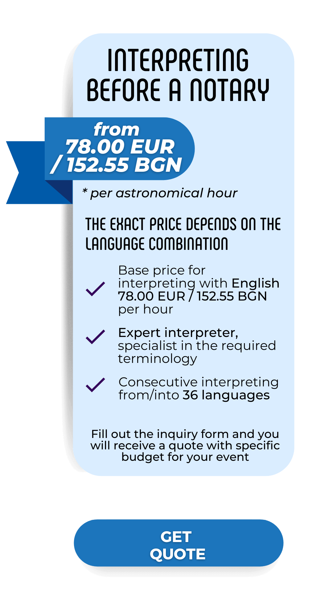 Price for interpreting before a notary
